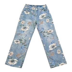 Floral Festival Denim Wide Leg Jeans - Medium